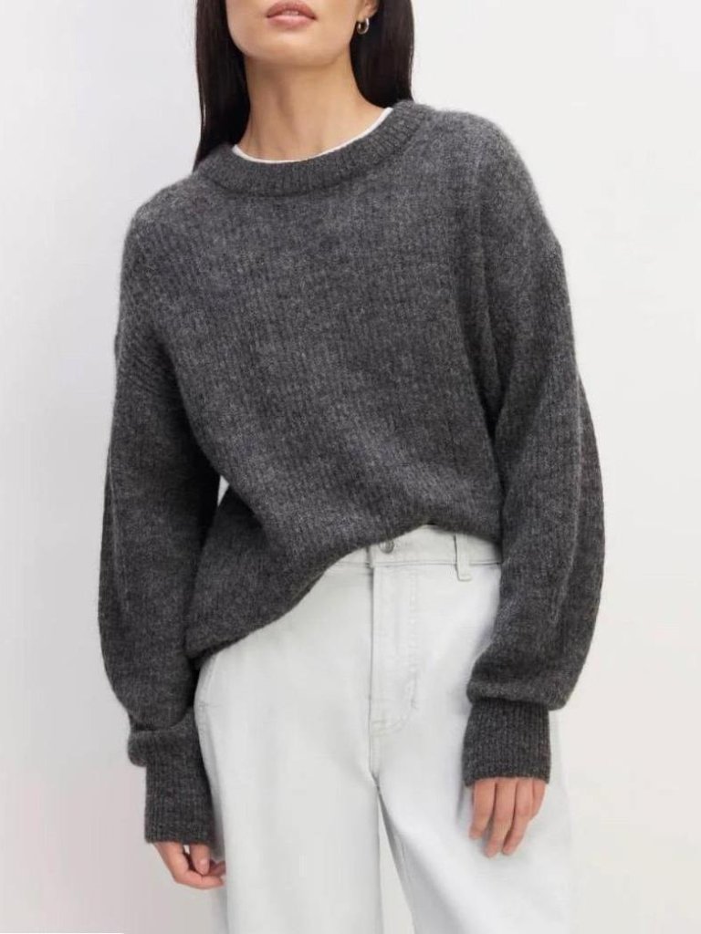 Everlane Women's The Cocoon Crew In Alpaca Wool In Charcoal Grey Sweater Knit Xs